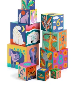 Djeco 10 Cubes animaux sauvages^ Jouets À Encastrer Et À Empiler