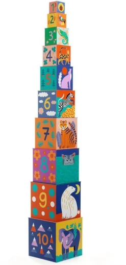 Djeco 10 Cubes animaux sauvages^ Jouets À Encastrer Et À Empiler