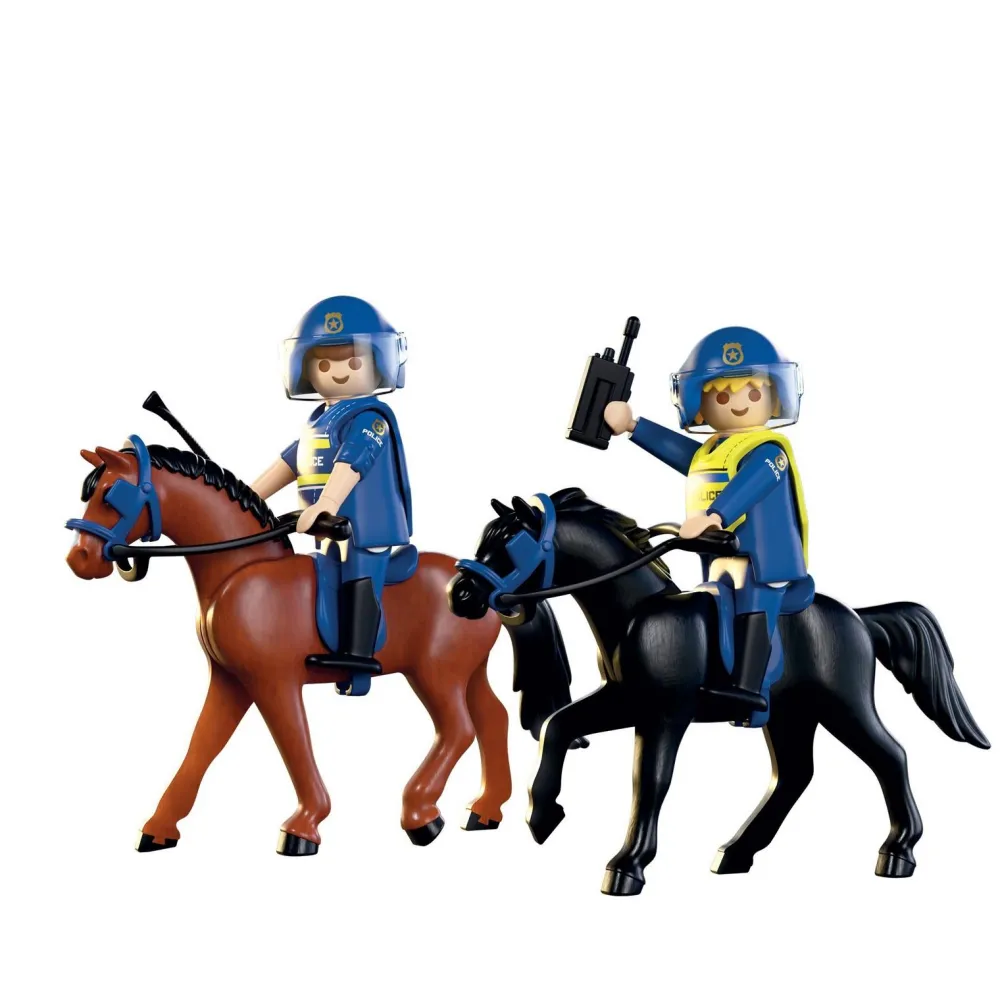 Playmobil 2 policiers cavaliers avec leurs chevaux City action 71877^ La Ville, La Police Et Les Secours