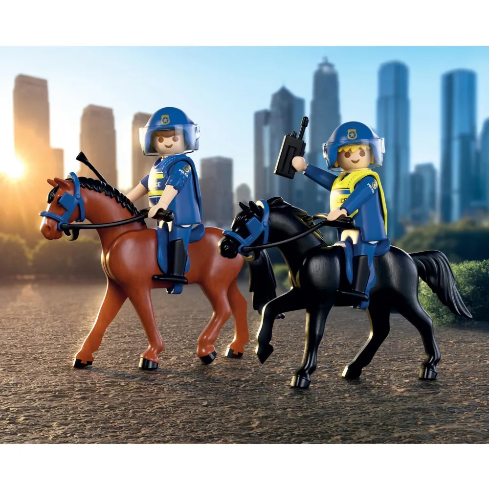 Playmobil 2 policiers cavaliers avec leurs chevaux City action 71877^ La Ville, La Police Et Les Secours