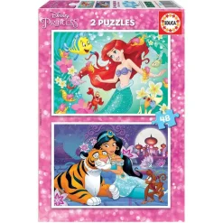 Educa Borras 2 Puzzles De 48 Pièces Avec Ariel Et Jasmine^Enfant Puzzles Bébés Et Enfants
