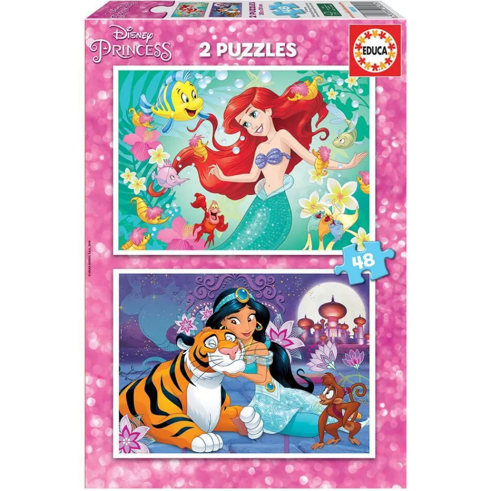 Educa Borras 2 Puzzles De 48 Pièces Avec Ariel Et Jasmine^Enfant Puzzles Bébés Et Enfants