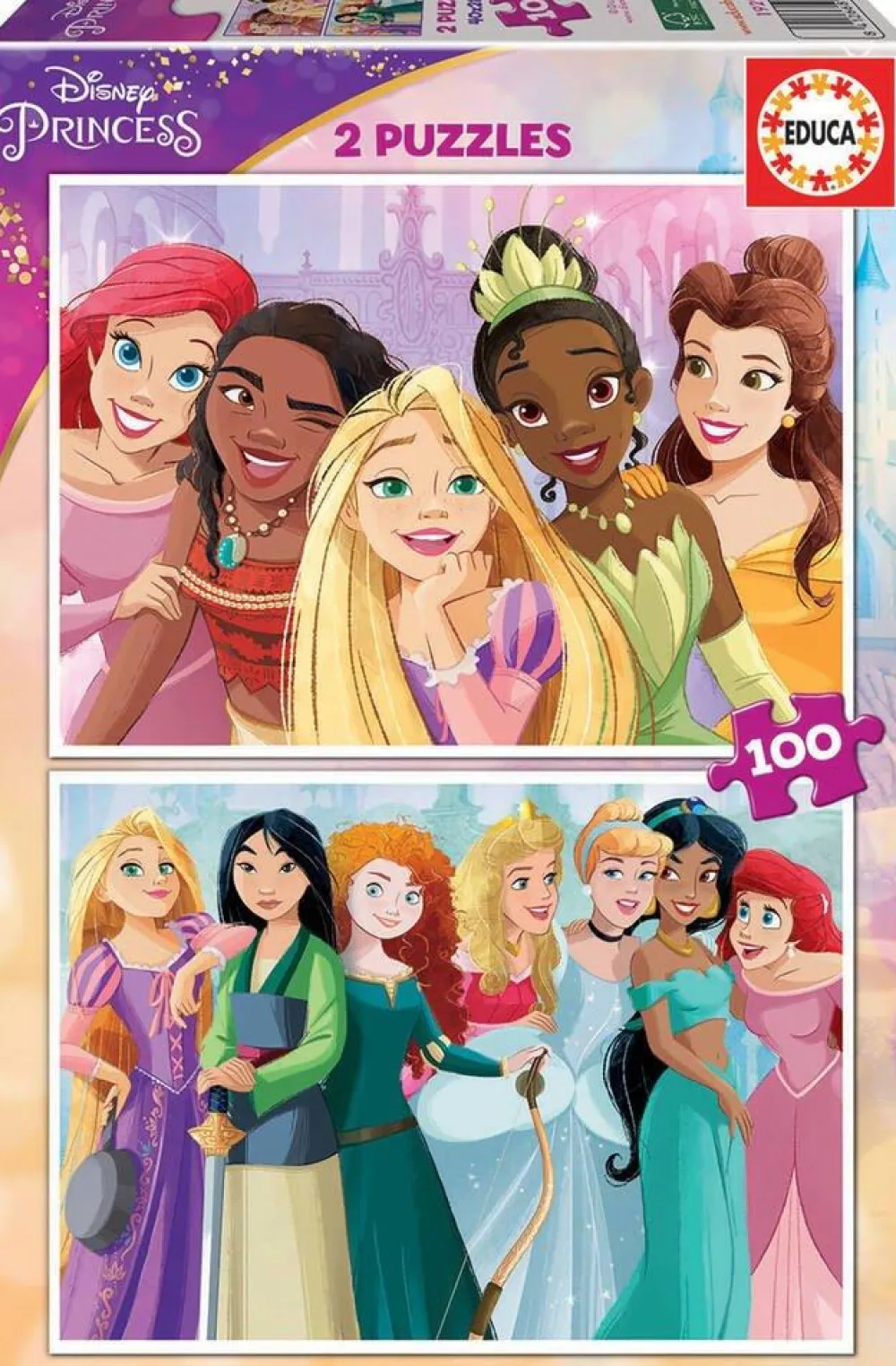 Educa Borras 2 Puzzles De 100 Pièces Princesses Disney - Marque^ Puzzles De 100 À 499 Pièces
