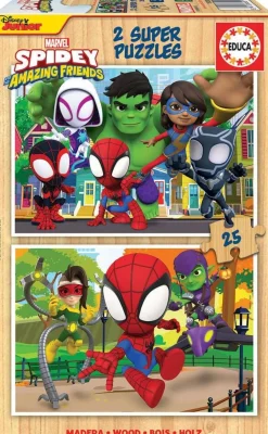 Educa Borras 2 Puzzles Disney De 25 Pièces En Bois Spidey Et Hi^Enfant Puzzles Bébés Et Enfants