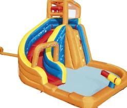 Bestway Aire de jeu mur d'escalade et pataugeoire avec Soufflerie^ Maisons, Toboggans Et Jeux D'Extérieur