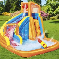 Bestway Aire de jeu mur d'escalade et pataugeoire avec Soufflerie^ Maisons, Toboggans Et Jeux D'Extérieur