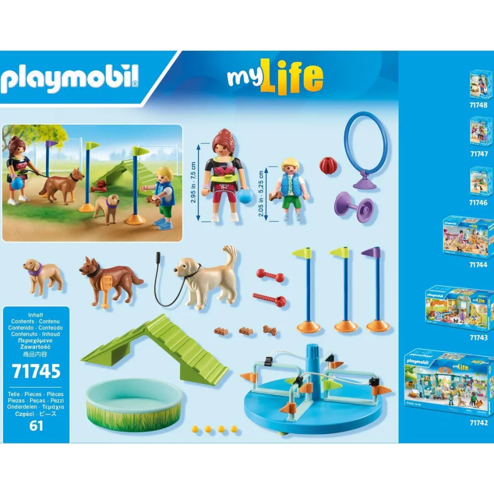 Playmobil Aire de jeux pour chiens et personnages My Life 71745^ Les Animaux