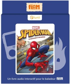 LUNII Album Flam - livre audio Spider-man La naissance du héros^ Karaoké, Lecteurs Cd Et Mp3 Et Casques