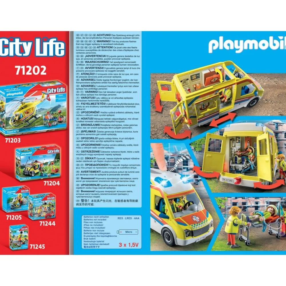 Varta Ambulance avec effets lumineux Playmobil City Life 71202^ La Ville, La Police Et Les Secours