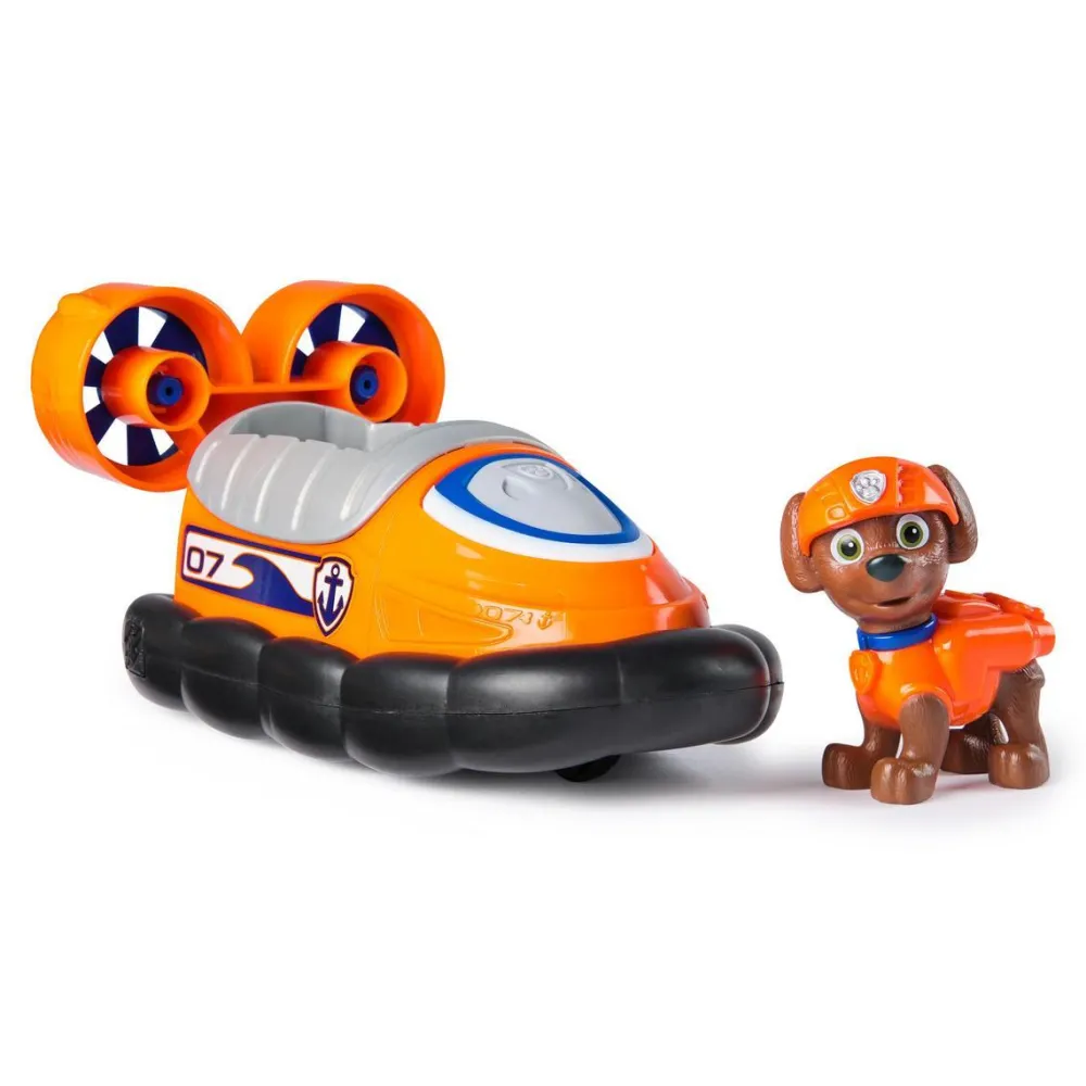 Spin Master Aéroglisseur Zuma - Véhicule 15 cm et figurine La Pat Patrouille^ Les Héros Et Personnages