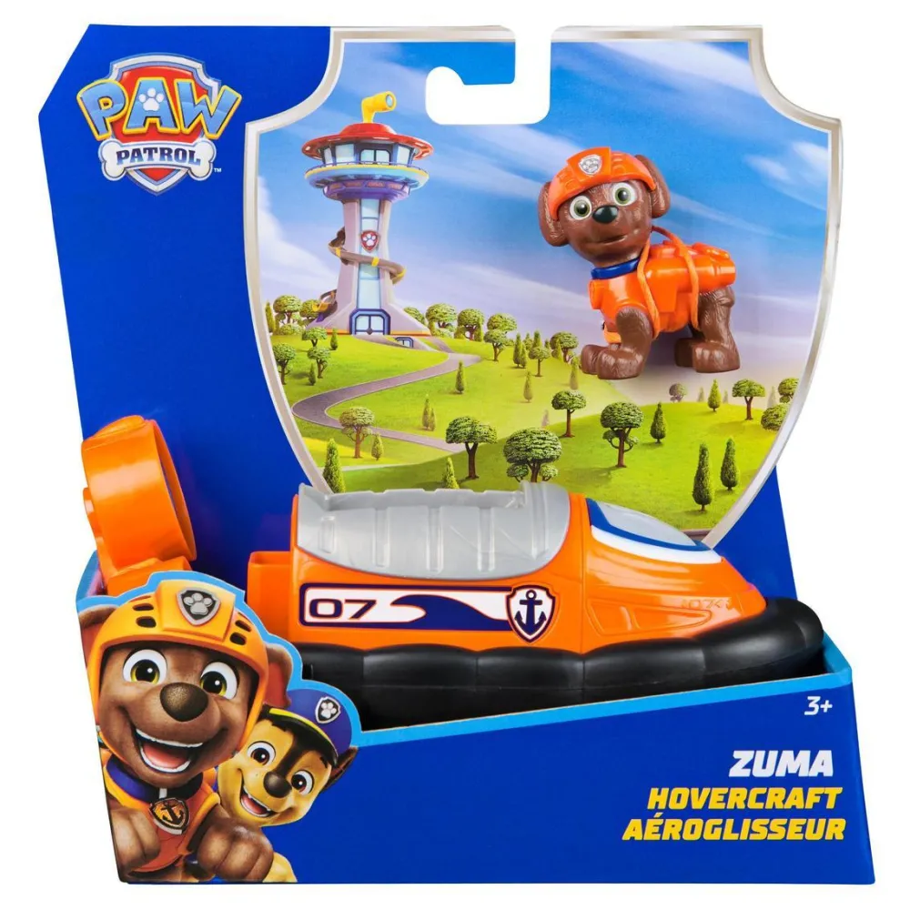 Spin Master Aéroglisseur Zuma - Véhicule 15 cm et figurine La Pat Patrouille^ Les Héros Et Personnages