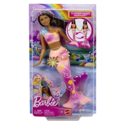Mattel Barbie Sirène fleurs magique brune^ Poupées Mannequins