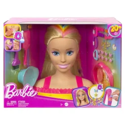 Mattel Barbie Ultra chevelure - Tête à coiffer blonde mèches arc-en-ciel^ Maquillage Et Beauté