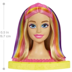 Mattel Barbie Ultra chevelure - Tête à coiffer blonde mèches arc-en-ciel^ Maquillage Et Beauté