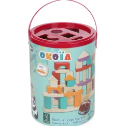 Okou00efa Baril Blocs de construction 100 pièces^ Jeux De Construction En Bois