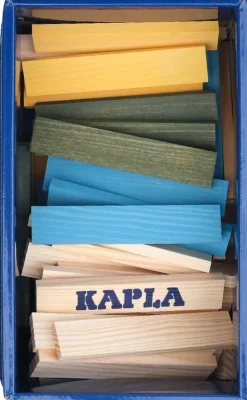 Kapla Baril 120 pièces nature et couleurs jaune vert bleu^ Jeux De Construction En Bois