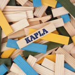 Kapla Baril 120 pièces nature et couleurs jaune vert bleu^ Jeux De Construction En Bois
