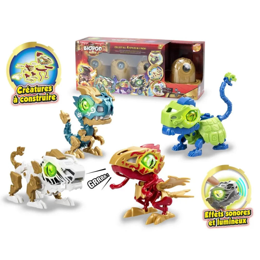 Silverlit Biopod Guardians of the East - Pack de 4 dinosaures à construire^ Les Animaux|Les Dinosaures Et La Préhistoire
