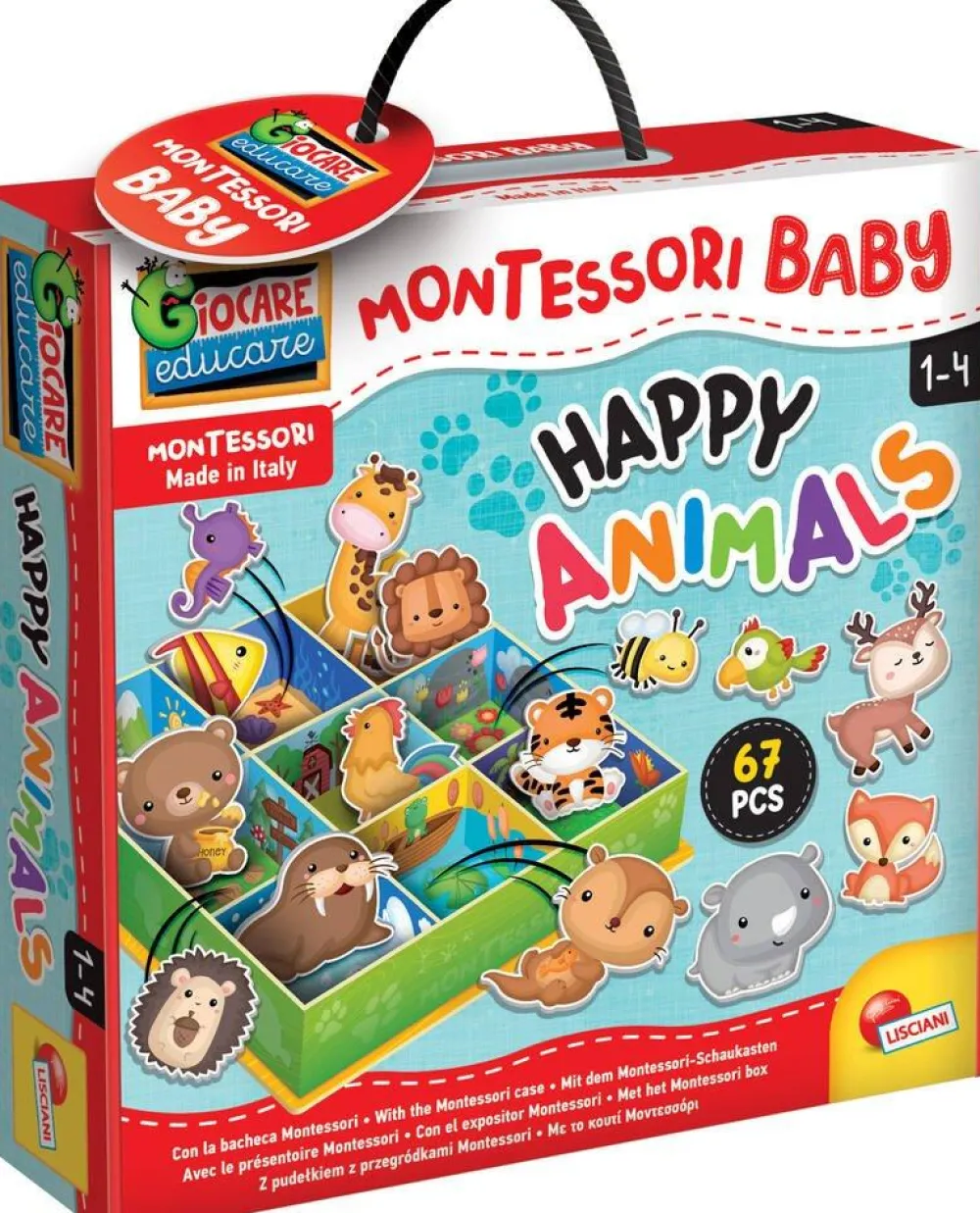 Lisciani Giochi Boîte Montessori Baby Avec 67 Pièces Et Compartiments^ Apprentissage Des Animaux Et De La Nature