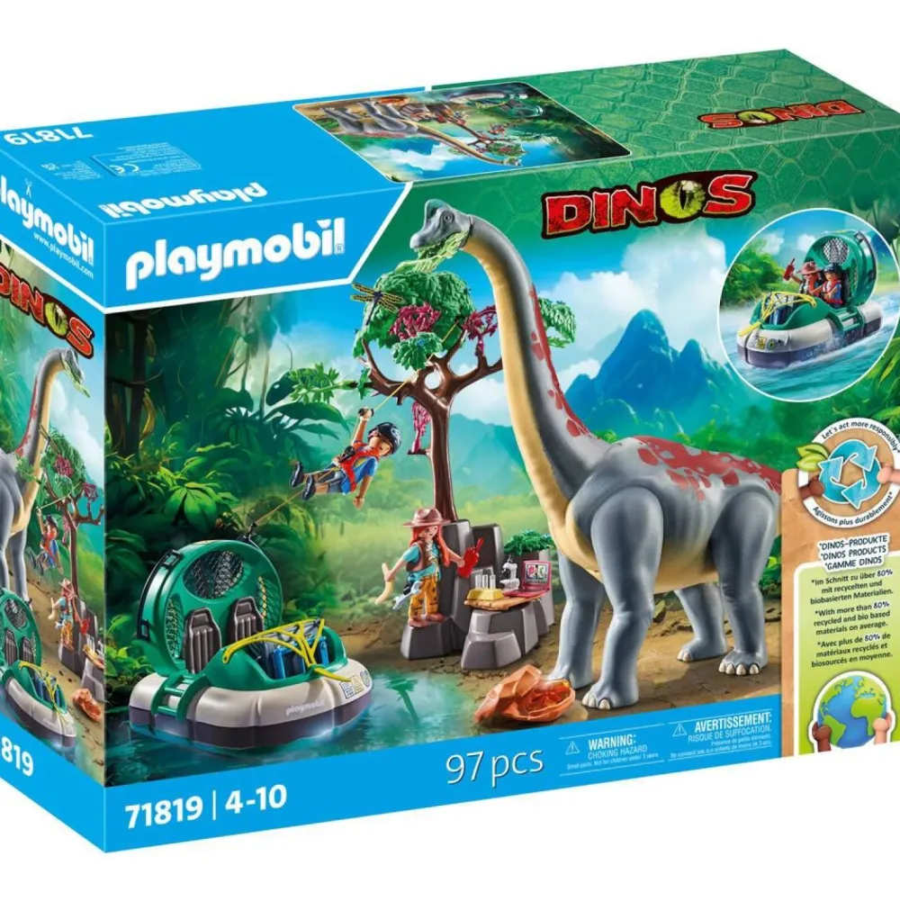 Playmobil Brachiosaure, explorateurs, aéroglisseur Dinos 71819^ Les Dinosaures Et La Préhistoire