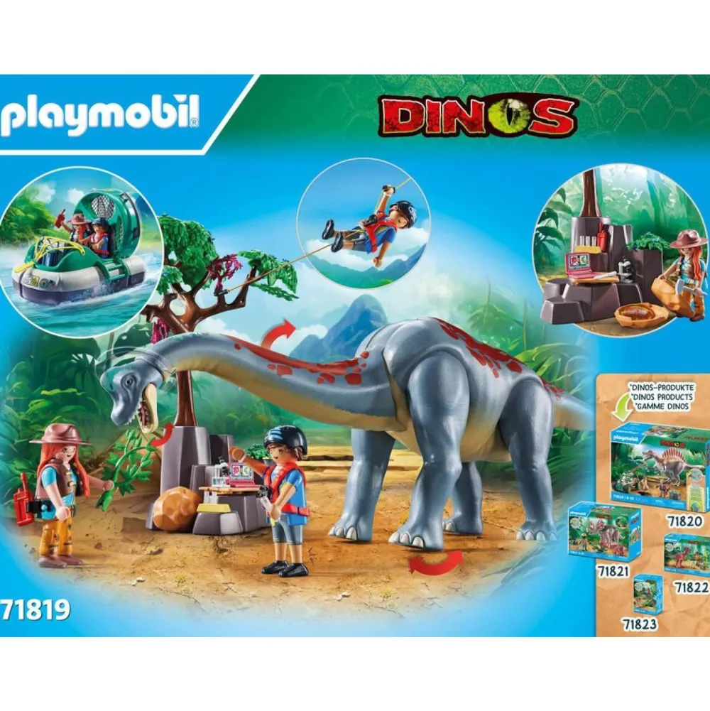Playmobil Brachiosaure, explorateurs, aéroglisseur Dinos 71819^ Les Dinosaures Et La Préhistoire