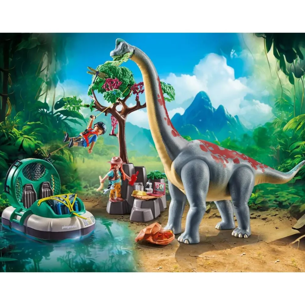 Playmobil Brachiosaure, explorateurs, aéroglisseur Dinos 71819^ Les Dinosaures Et La Préhistoire