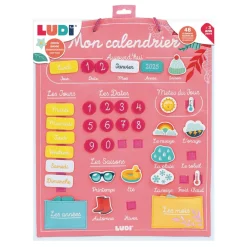 Ludi Calendrier mural rose^ Apprentissage Du Temps Et De La Saisonnalité