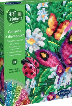 Sentosphu00e8re Canevas à diamanter papillon et marguerites - Art et créations^ Sables, Paillettes Et Mosaïques