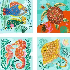 Djeco Caraïbes - Coffret 4 mosaïques^ Sables, Paillettes Et Mosaïques