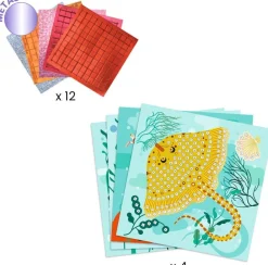 Djeco Caraïbes - Coffret 4 mosaïques^ Sables, Paillettes Et Mosaïques