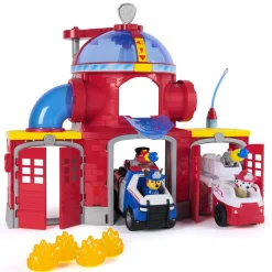 Varta Caserne de pompiers Pat Patrouille et 2 véhicules fire rescue^ Garages Et Tapis
