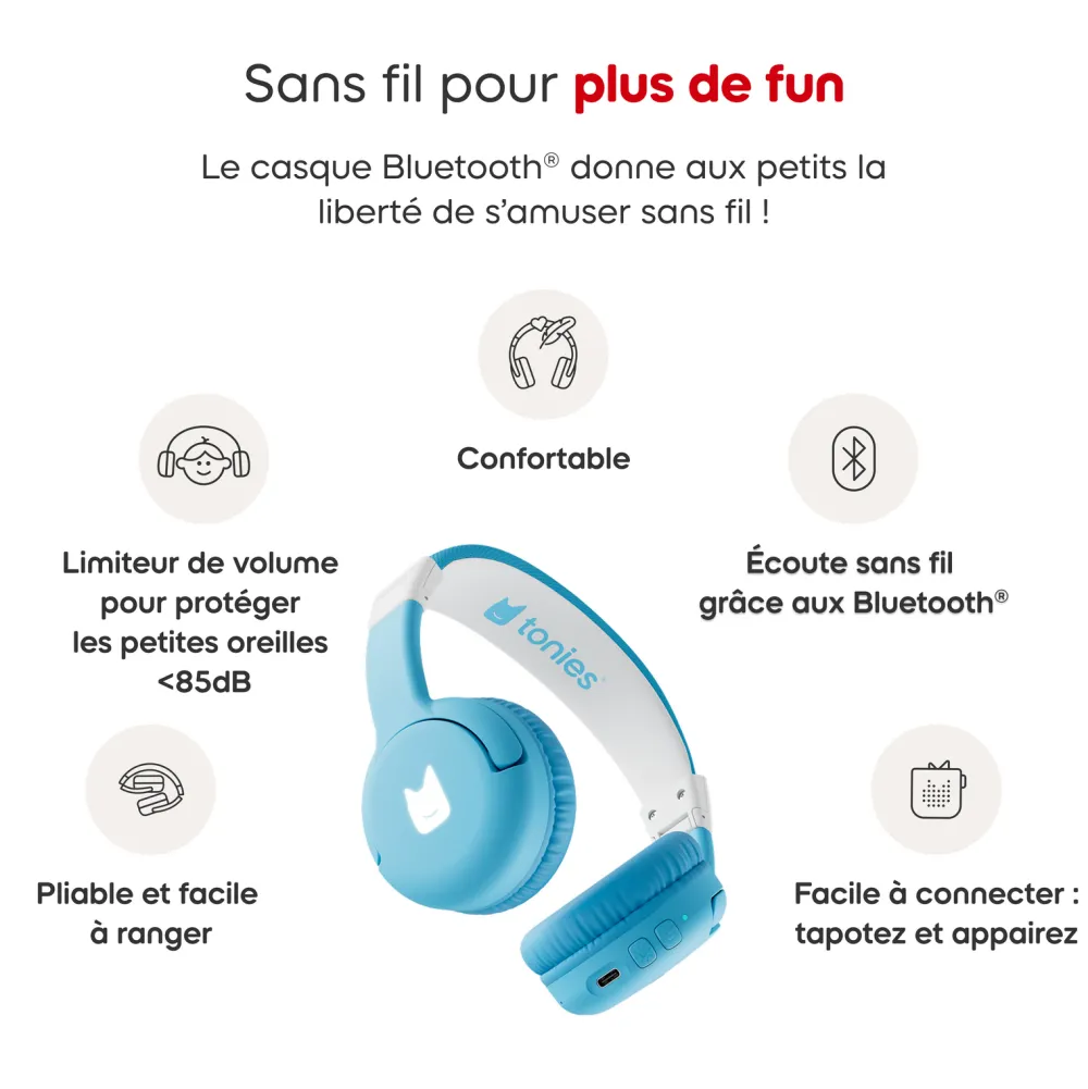 tonies Casque Bluetooth Bleu ciel^ Karaoké, Lecteurs Cd Et Mp3 Et Casques