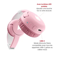 tonies Casque Bluetooth Rose fleur^ Karaoké, Lecteurs Cd Et Mp3 Et Casques