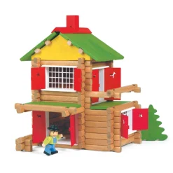 Jeujura Chalet en bois à construire 135 pièces avec une voiture^ Jeux De Construction En Bois