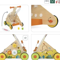 Janod Chariot pousseur activité Lapin^ Trotteurs, Pousseurs, Porteurs Et Bascules