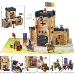 Jeujura Chateau fort et catapulte^ Jeux De Construction En Bois
