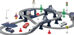 TEAM City Circuit De Train Avec Lumières Et Sons - 104 Pièces^ Jeux De Trains, Circuits Et Accessoires