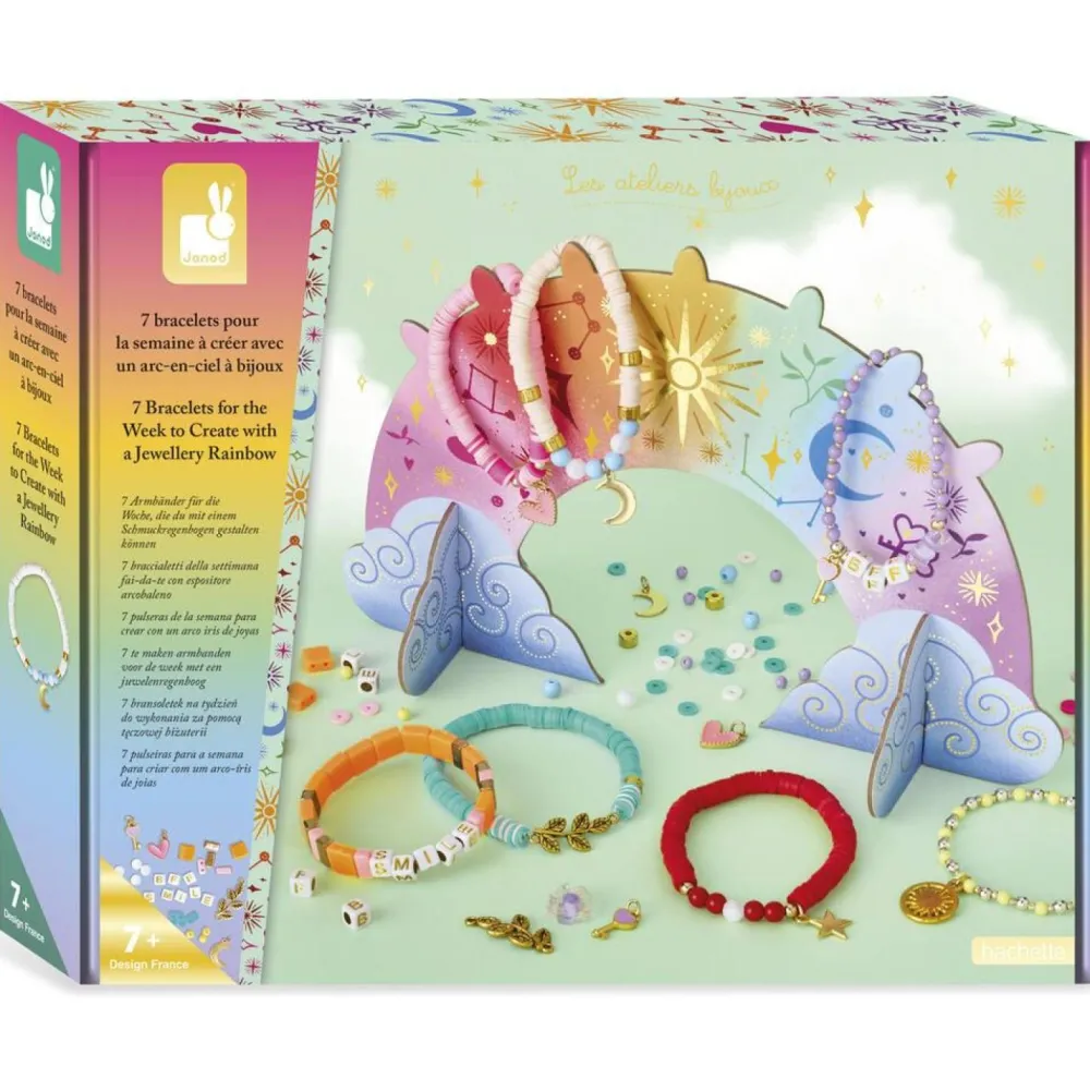 Janod Coffret 7 bracelets à créer avec un arc-en-ciel de bijoux^ Perles, Bijoux Et Perles À Repasser