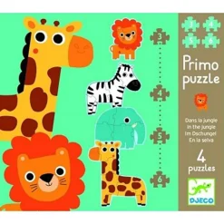 Djeco Coffret 4 puzzles - Primo puzzle : Dans la jungle^ Jouets À Encastrer Et À Empiler