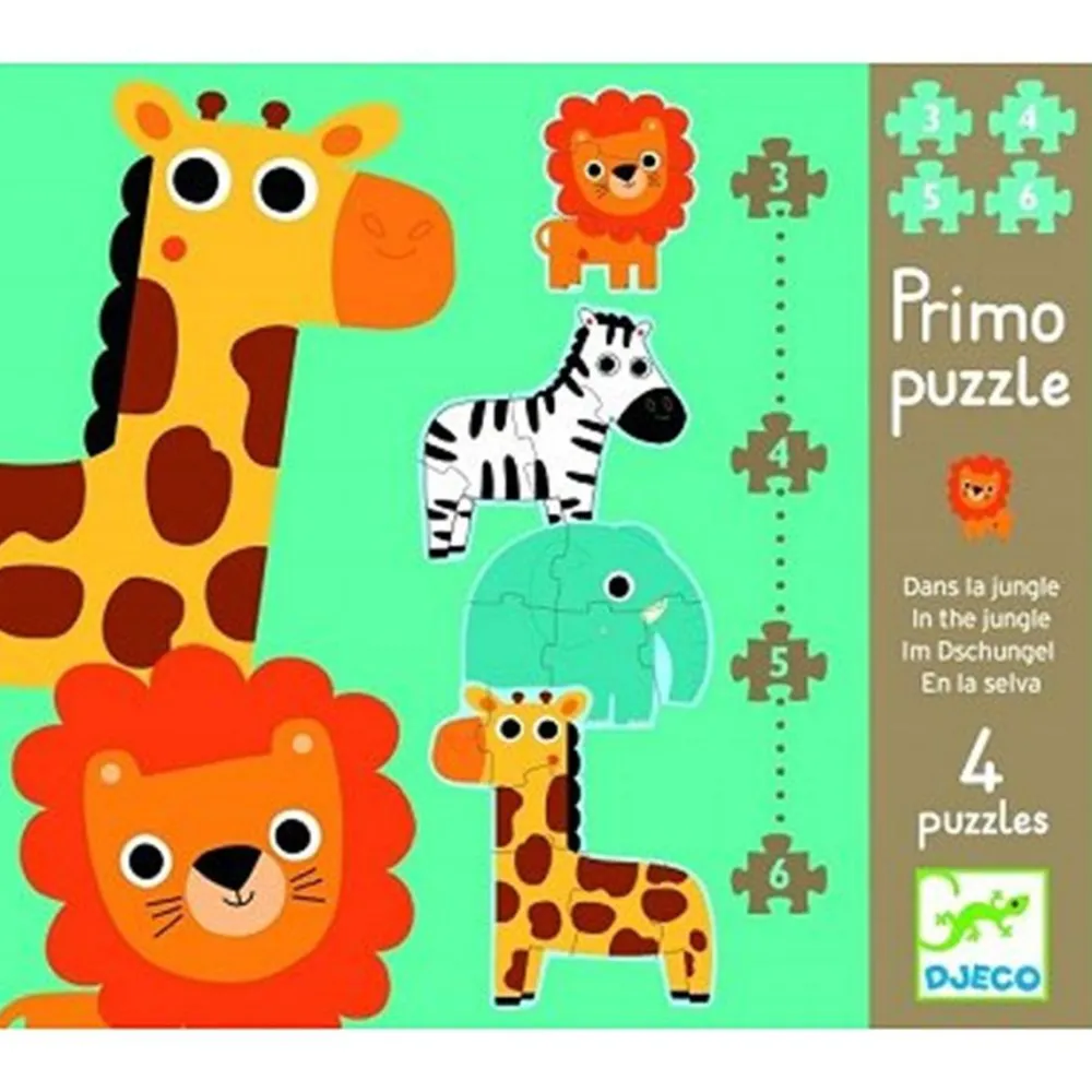 Djeco Coffret 4 puzzles - Primo puzzle : Dans la jungle^ Jouets À Encastrer Et À Empiler