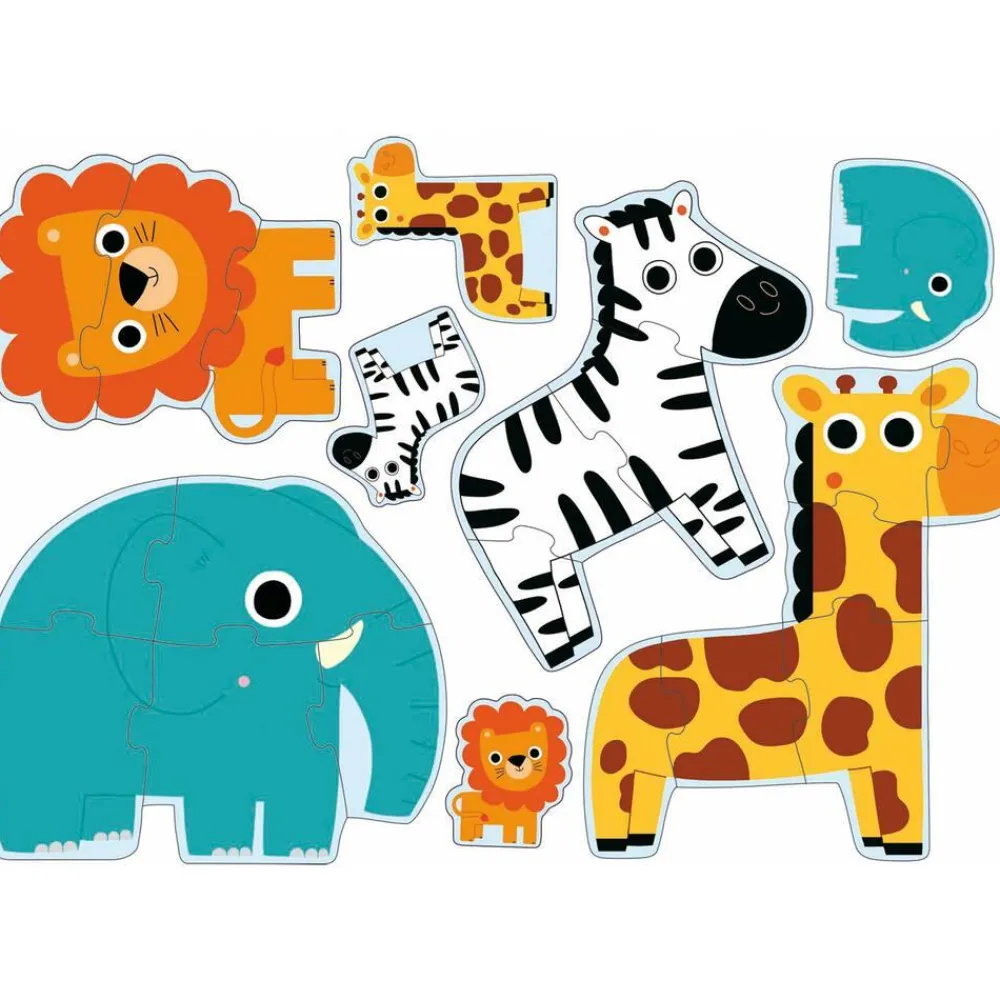 Djeco Coffret 4 puzzles - Primo puzzle : Dans la jungle^ Jouets À Encastrer Et À Empiler