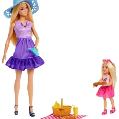 Mattel Coffret Barbie et Chelsea - Pique Nique entre soeurs^ Poupées Mannequins