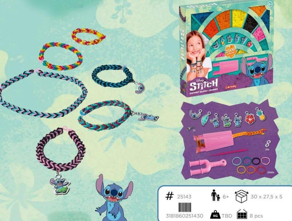 Lansay Coffret Bijoux Loomies - Héros Disney Stitch^ Perles, Bijoux Et Perles À Repasser