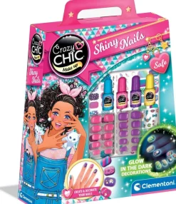 Clementoni Coffret Crazy chic ongles phosphoresents Shiny nails^ Cosmétiques