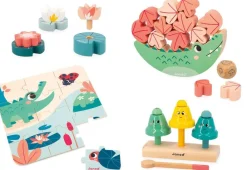 Janod Coffret en bois Crocodile^ Jouets À Encastrer Et À Empiler