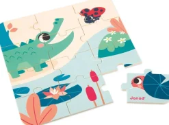 Janod Coffret en bois Crocodile^ Jouets À Encastrer Et À Empiler