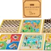Jeujura Coffret Luxe en bois jeux de société^ Jeux Traditionnels Et Poker
