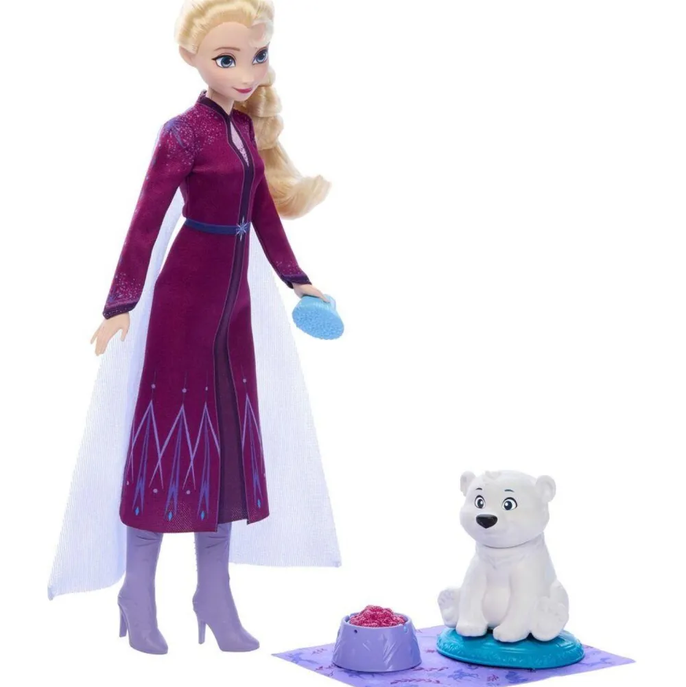 Mattel Coffret poupée Elsa La Reine des Neiges et ourson^ Poupées Mannequins