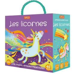 Sassi Coffret Qbox puzzle 40 pièces et Livre : Les licornes^Enfant Puzzles Bébés Et Enfants