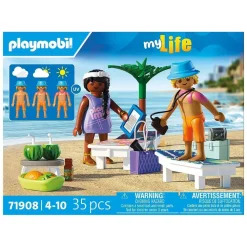 Playmobil Couple vacanciers à la plage et transats My Life 71908^ Le Sport, Les Loisirs Et Les Vacances